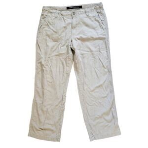 Marc Anthony Mens 36x30 Khaki Pants Beige Linen Cotton Wide Leg Trousers